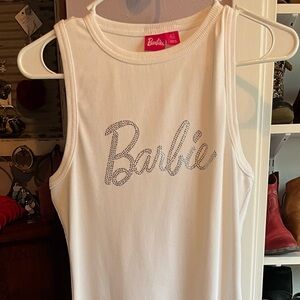 NWOT Barbie Bling Tank mini dress White racer back ribbed limited edition